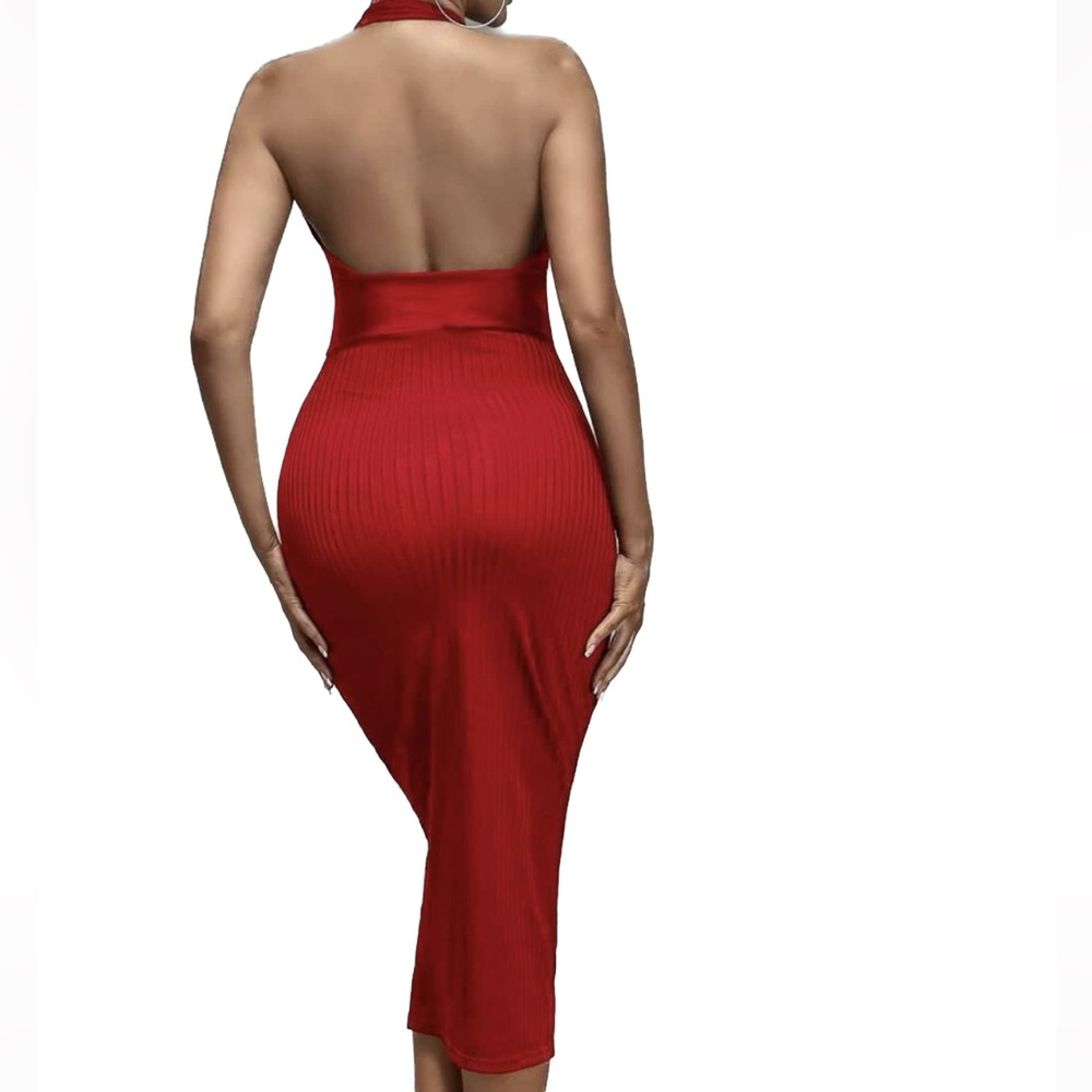 Sexy Red Dress - BodyCon Very Low Cut Dress - Picture 3 of 3